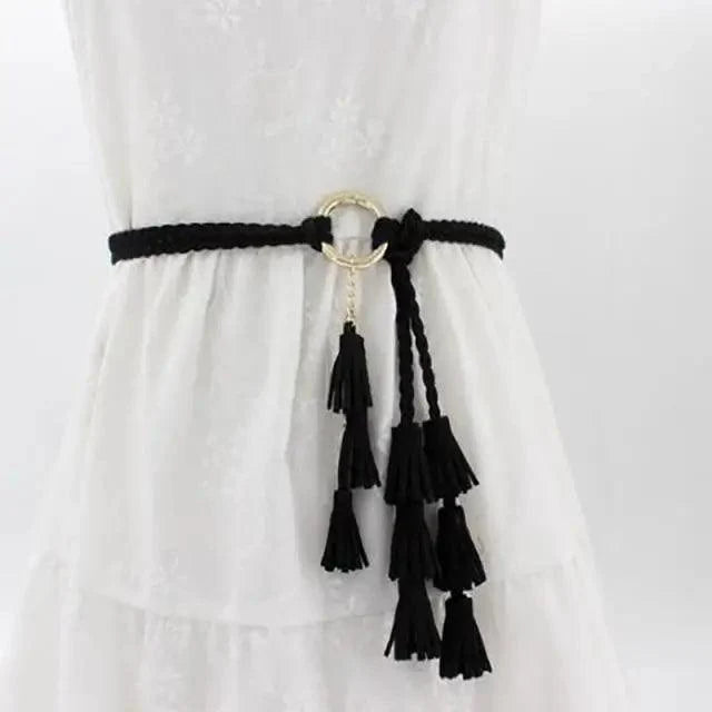 Unique Classic PU Leather Tie Strap Waist Belt For Women Modern Rope Style Design Ladies Waistbands