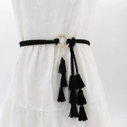 Unique Classic PU Leather Tie Strap Waist Belt For Women Modern Rope Style Design Ladies Waistbands