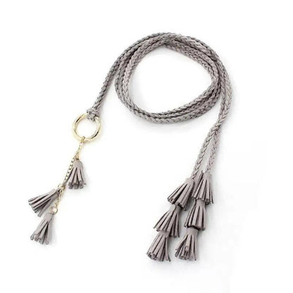 Unique Classic PU Leather Tie Strap Waist Belt For Women Modern Rope Style Design Ladies Waistbands