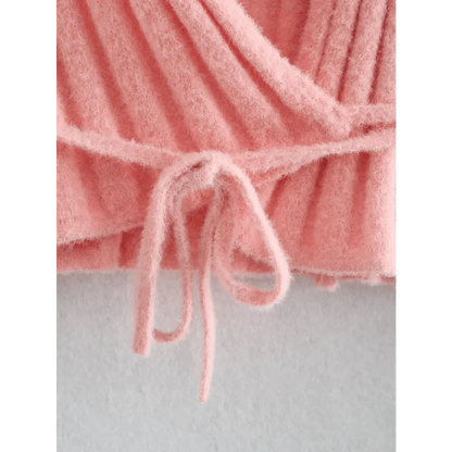 Unique Design Women's Sweater Solid Cross V-Neck Lace Up Bow Jumpers Long Sleeve Cardigan Female Spring Knitted Coat