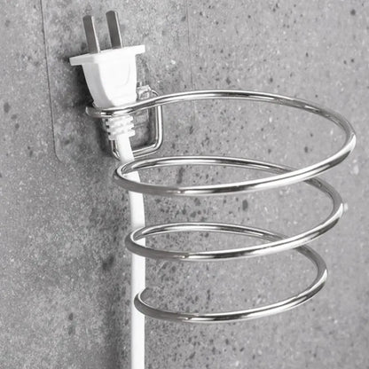Unique Designed Hair Dryer Holder Blower Organizer Adhesive Wall Mounted Nail Free No Drilling Stainless Steel Stand Tool For Bathroom Bedroom