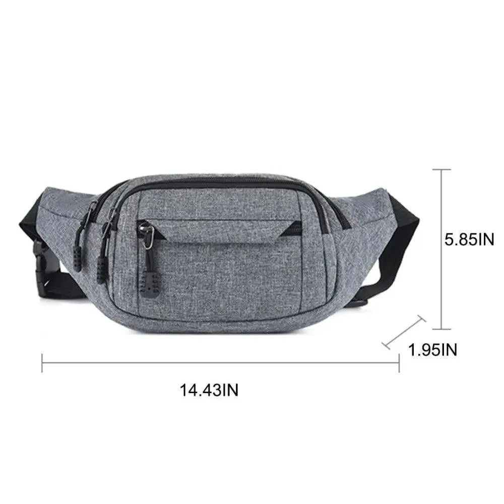 Unisex Casual Crossbody Women Waist Bag Retro Design Large Capacity Canvas Travel Adjustable Phone Bag Fanny Hip Bags Hands-Free Wallets Waist Pack