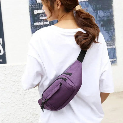 Unisex Casual Crossbody Women Waist Bag Retro Design Large Capacity Canvas Travel Adjustable Phone Bag Fanny Hip Bags Hands-Free Wallets Waist Pack