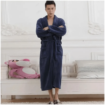 Unisex Comfortable Fleece Soft Bathrobes Elegant Sleepwear For Men And Women Winter Indoor Warm Bathrobe