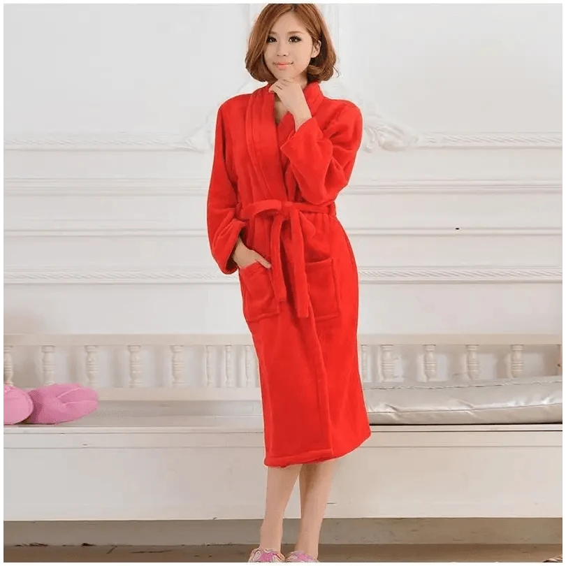 Unisex Comfortable Fleece Soft Bathrobes Elegant Sleepwear For Men And Women Winter Indoor Warm Bathrobe