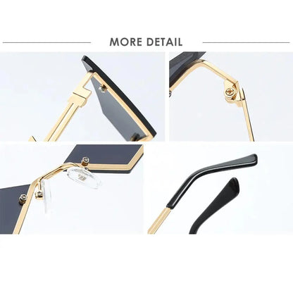 Unisex Elegant Diamond Shape Rimless Sunglasses Vintage Sun Glasses Cute Designs Excellent Gift For Summer