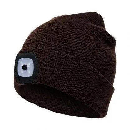 Unisex Fashion LED Light Knitted Hat For Men Women Trendy Elastic Beanie Cap Headlamp Winter Knit Lighted Headlight Headlamp Cap