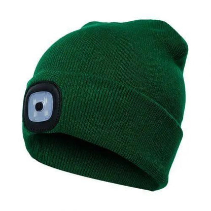 Unisex Fashion LED Light Knitted Hat For Men Women Trendy Elastic Beanie Cap Headlamp Winter Knit Lighted Headlight Headlamp Cap