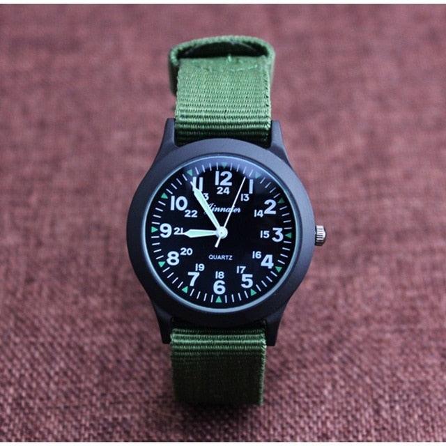 Unisex Fashion Nylon Fabric Kids Children Watch Sport Thin Students Canvas Quartz Dress Wristwatch Military Time Watch  Field Outdoor Sport Mens Wristwatch With Slip-Thru Nylon Band