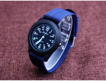 Unisex Fashion Nylon Fabric Kids Children Watch Sport Thin Students Canvas Quartz Dress Wristwatch Military Time Watch  Field Outdoor Sport Mens Wristwatch With Slip-Thru Nylon Band