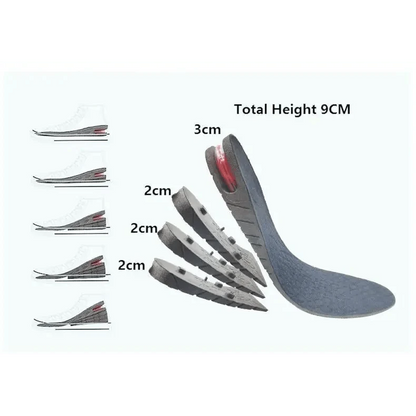 Unisex Height Increase Air Cushion 3-9cm Height Adjustable Cut Shoe Heel Insert Makes You Taller Foot Shoes Support