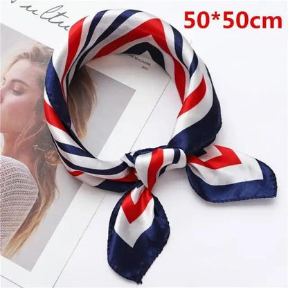 Versatile Square Silk Scarf For Women Fashionable Printed Small Neck Scarfs Office Lady Hair Band Foulard Hand For Female Bandana Shawl