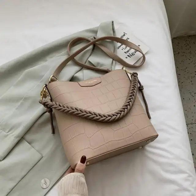 Vintage Style Fashionable Women's bucket bag Stone Pattern Shoulder Bag For Ladies Diagonal Female Bag