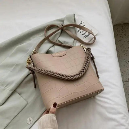 Vintage Style Fashionable Women's bucket bag Stone Pattern Shoulder Bag For Ladies Diagonal Female Bag