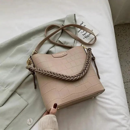 Vintage Style Fashionable Women's bucket bag Stone Pattern Shoulder Bag For Ladies Diagonal Female Bag
