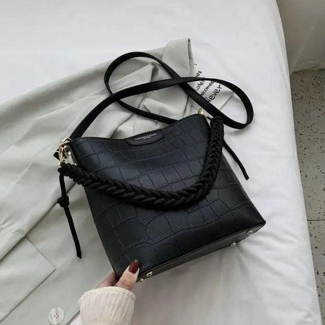Vintage Style Fashionable Women's bucket bag Stone Pattern Shoulder Bag For Ladies Diagonal Female Bag