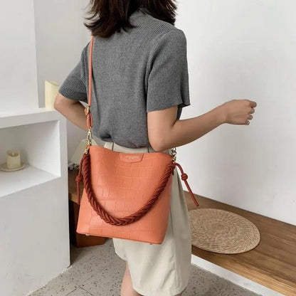 Vintage Style Fashionable Women's bucket bag Stone Pattern Shoulder Bag For Ladies Diagonal Female Bag