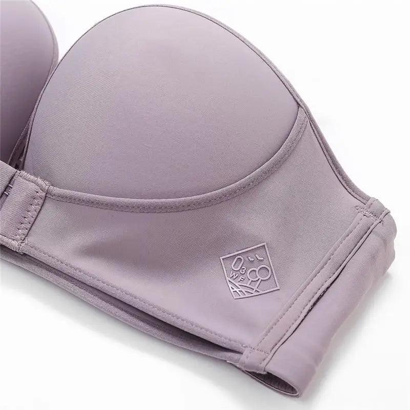 Vintage Style Front Closure Sexy Push Up Bra Women Invisible Bras Underwear Lingerie for Female Brassiere Strapless Seamless Bralette ABC Cup