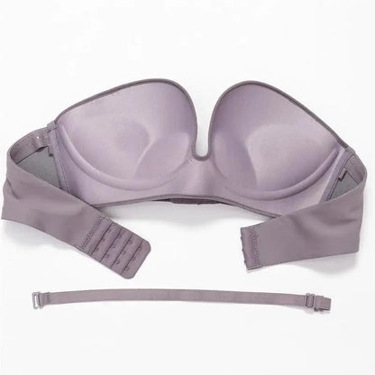 Vintage Style Front Closure Sexy Push Up Bra Women Invisible Bras Underwear Lingerie for Female Brassiere Strapless Seamless Bralette ABC Cup