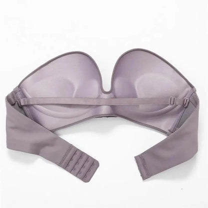 Vintage Style Front Closure Sexy Push Up Bra Women Invisible Bras Underwear Lingerie for Female Brassiere Strapless Seamless Bralette ABC Cup