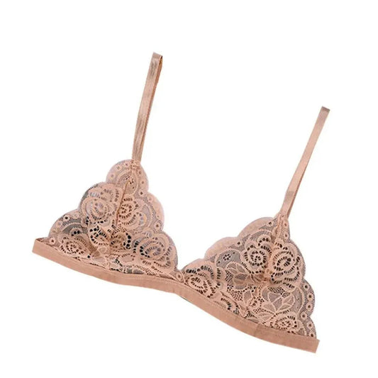 Vintage Style Women's Thin Bra Without Chest Pad Fashionable Sexy Lace Bra Back Buckle Tube Top Women's  Underwear Summer Clothes