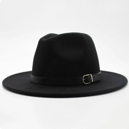 Vintage Winter Autumn Woolen Women Men Belt Buckle Fedora Hat Classic Wide Brim Floppy Hat Retro Warm Top Hat Vintage Cap Women Fedoras Durable Hat