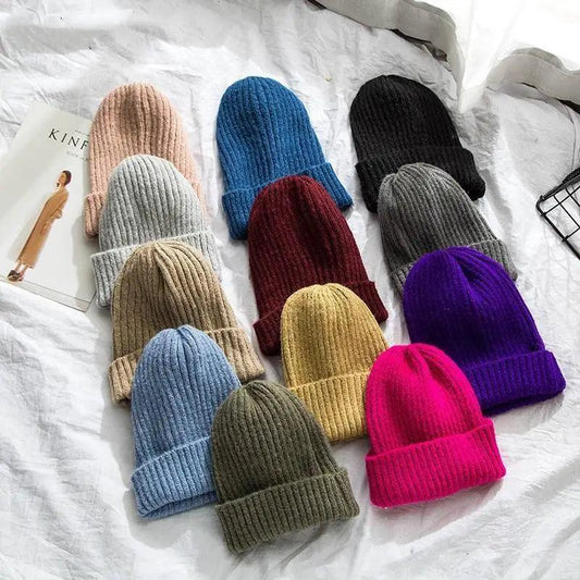 Warm Winter Casual Soft Beanies Cute Unisex Comfortable Knitted Outdoor Autumn Caps For Cold Weathers Thick Colorful Cap For Adults