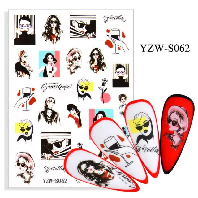 Water Decal Nail Art Decorations Nail Sticker Tattoo Full Cover Beauty Decals Manicure Supplies Accessories  Women Kids Girls Manicure Decoration Nail Art Supplies 3D Self-Adhesive Nail Decals Designer Nail Stickers for Acrylic Nails