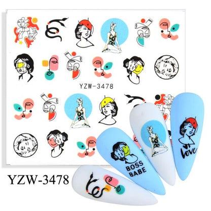 Water Decal Nail Art Decorations Nail Sticker Tattoo Full Cover Beauty Decals Manicure Supplies Accessories  Women Kids Girls Manicure Decoration Nail Art Supplies 3D Self-Adhesive Nail Decals Designer Nail Stickers for Acrylic Nails