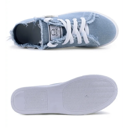 White Canvas Womens Sneakers Casual Fashion Denim Summer Elegant Women Sneakers