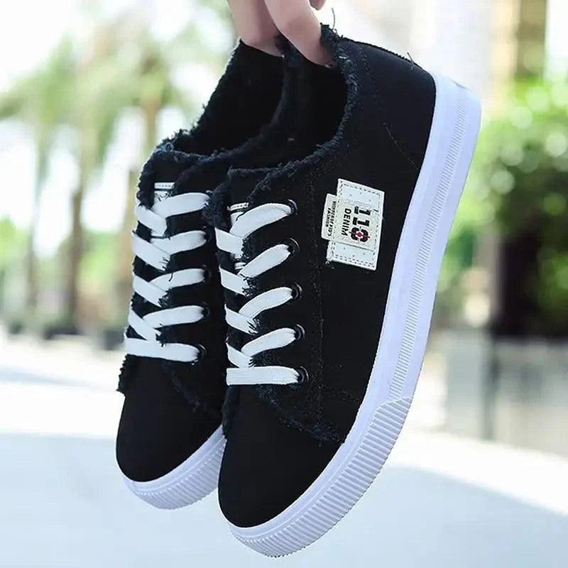 White Canvas Womens Sneakers Casual Fashion Denim Summer Elegant Women Sneakers