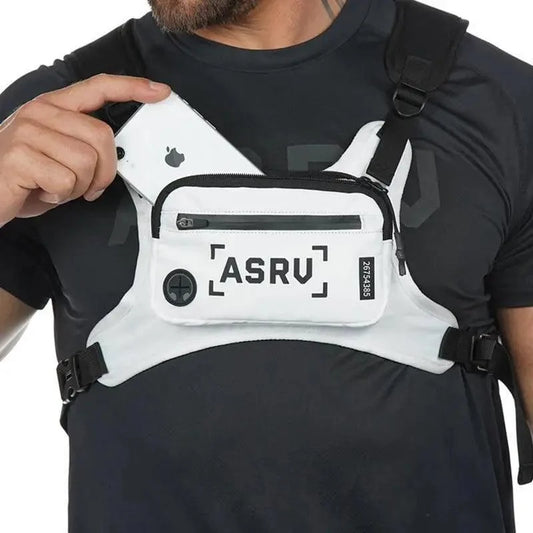 White Fashion Men Lightweight Chest Bag Running Pack For Workouts Running Phone Holder With Extra Storage Minimalist Design