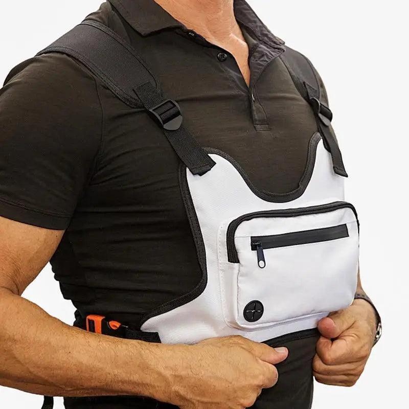 White Fashion Men Lightweight Chest Bag Running Pack For Workouts Running Phone Holder With Extra Storage Minimalist Design