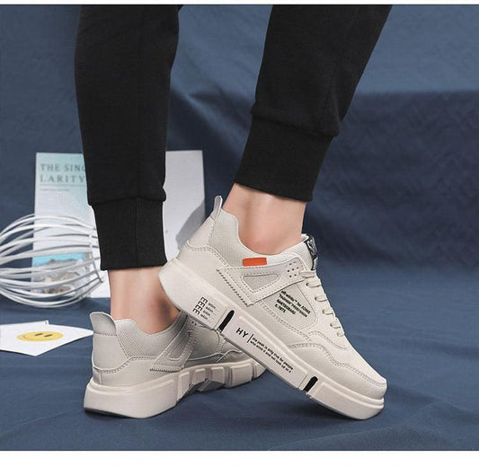 White Leather Sneakers For Men Breathable Casual Walking Sports Running Shoes Outdoor Travel Fitness Sneakers Comfortable Casual Shoes Outdoor Men Sneakers