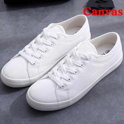 White Summer Womens Sneakers Trainers White Leather Canvas Shoes Tenis Classic Casual Cotton Slip On Canvas Comfortable Walking Flats Sneakers