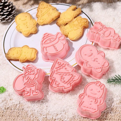 Winter Cartoon Biscuit Mould Christmas Cookie Cutters Christmas Molds ABS Plastic Baking Mould Cookie Tools Cake Decorating Tools Cartoon Cookie Christmas Tree Shaped Biscuit Molds