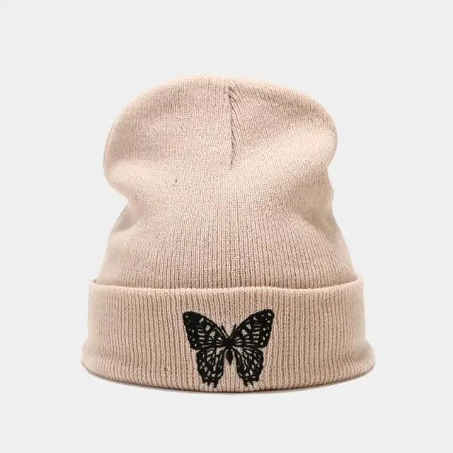 Winter Comfortable Butterfly Warm Caps Soft Elastic Outdoor Elegant Cap For Women And Men Stretchy Cold Weather Caps