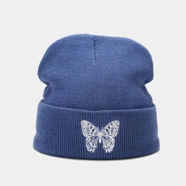 Winter Comfortable Butterfly Warm Caps Soft Elastic Outdoor Elegant Cap For Women And Men Stretchy Cold Weather Caps