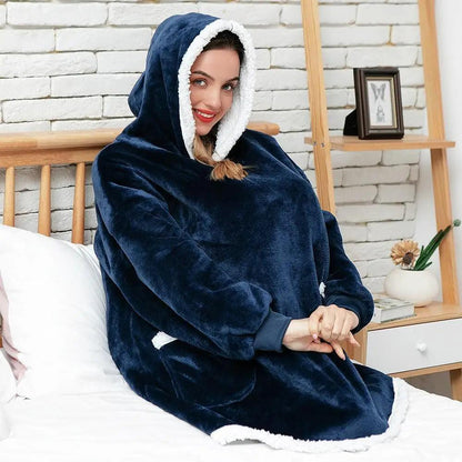 Winter Oversized Wearable Blanket Women Hoodies Sweatshirt TV Blanket With Sleeves Pullover Warm Soft Unisex Hoody Comfortable Sweatshirts For Autumn