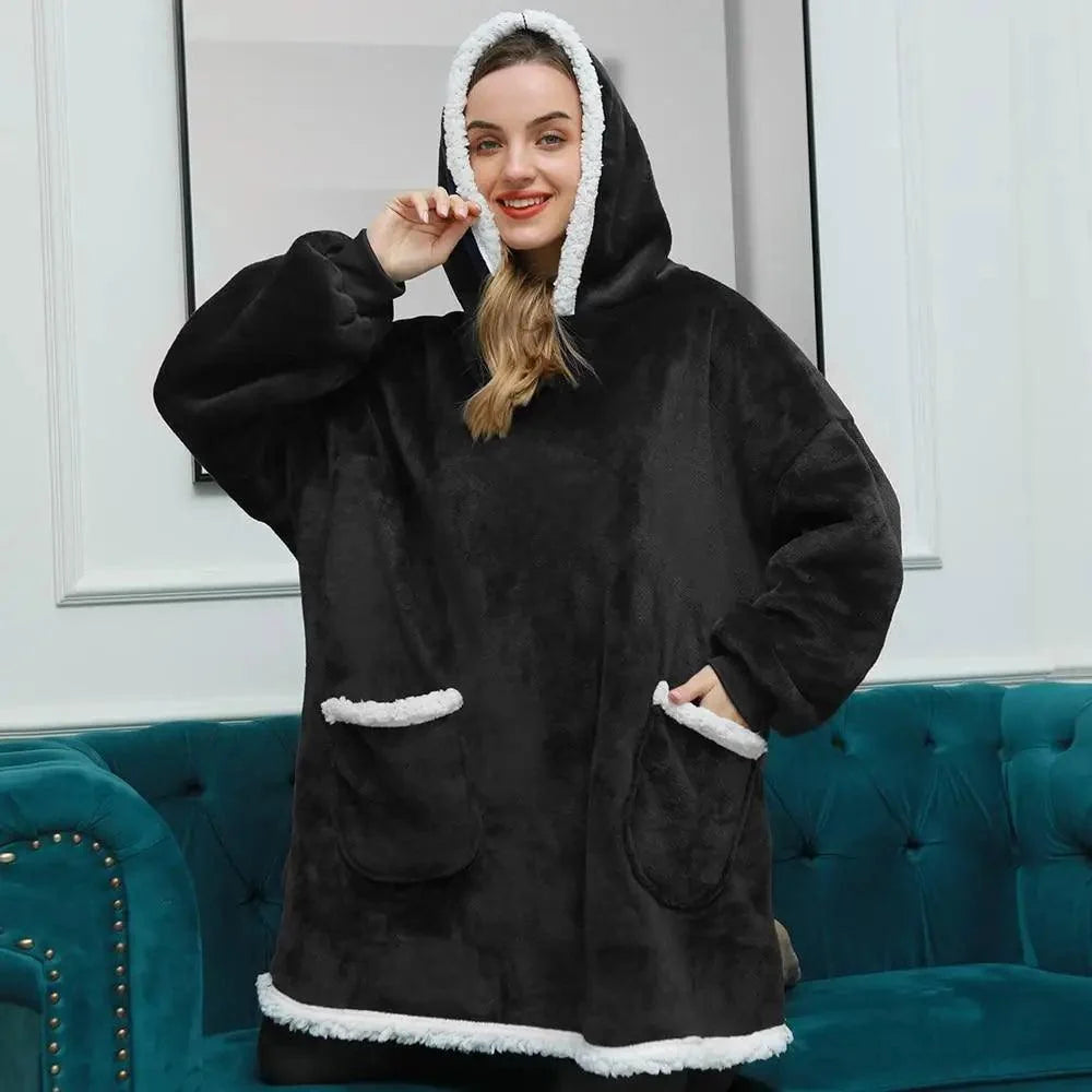 Winter Oversized Wearable Blanket Women Hoodies Sweatshirt TV Blanket With Sleeves Pullover Warm Soft Unisex Hoody Comfortable Sweatshirts For Autumn