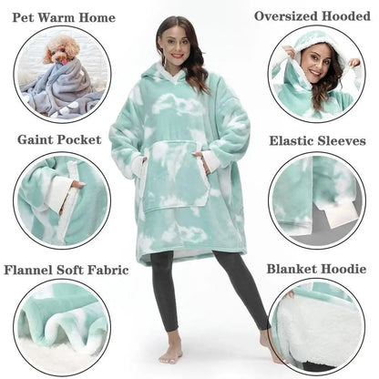 Winter Oversized Wearable Blanket Women Hoodies Sweatshirt TV Blanket With Sleeves Pullover Warm Soft Unisex Hoody Comfortable Sweatshirts For Autumn