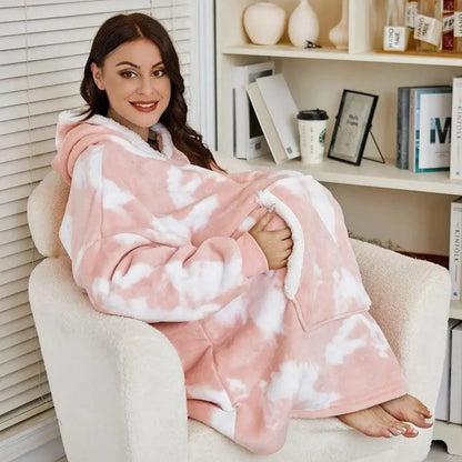 Winter Oversized Wearable Blanket Women Hoodies Sweatshirt TV Blanket With Sleeves Pullover Warm Soft Unisex Hoody Comfortable Sweatshirts For Autumn