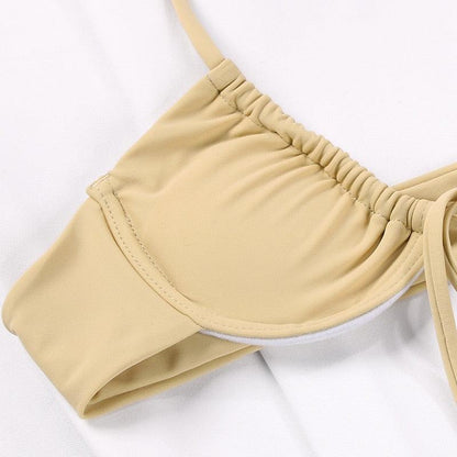 Women Bikini Set Solid Color Swimsuit Women Two Piece Swimsuit Swimwear Halter String Triangle Bikini Sets Women Hollow Out Bikinis String Swimwear Women Adjustable Bathing Suit