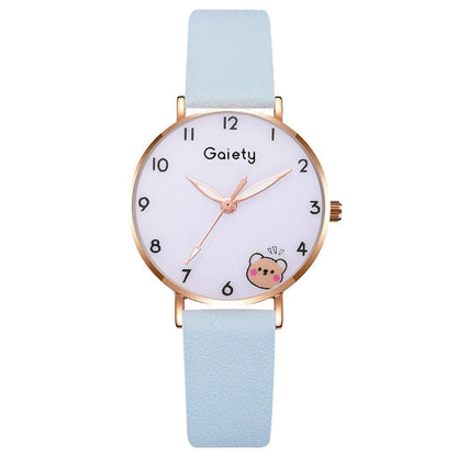 Women New Color Bear Fashion Student Quartz Watch Bracelet Combination Set Kids Girl Wrist Watch Bracelet Leather Rhinestone Luxury Design Simple Dress Women's Watches