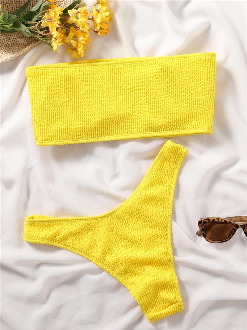 Women One-Shoulder Bikini Swimsuit Women Push Up Swimwear Women's Bathing Suit Comfortable Bikini Ribbed Two Piece Swimsuit Bikini Set Summer Bathing Suit Beach Wear Swimming Suit