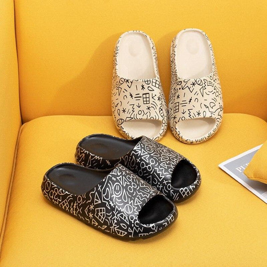 Women Platform Flat Slippers Outdoor Flip Flops Summer Beach Fashion Indoor Slippers Unisex Men Non-slip Slides Thick Sole Home House Cloud Cushion Sandals For Indoor And Outdoor