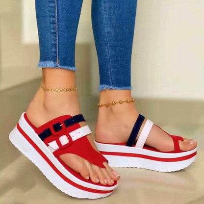 Women's Shoes New Platform Sandals Summer Clip Toe Casual Flip Flops Women Light Comfort Slides Platform Sandals Elastic Ankle Strap Platform Modern Sandals For Women