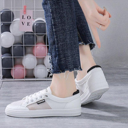 Women's White Casual Sneakers Spring  Summer Breathable Flats Solid Color Mesh Shoes Fashion White Flat Sneakers Women Workout Tennis Walking Gym Fashion Sneakers