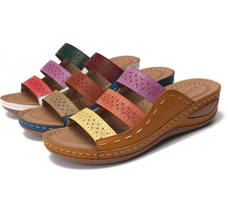 Women Sandals Fashion Shoes Summer Shoes With Heels Flip Flops Women Beach Casual Shoes Comfort Slip On Sandal Vintage Casual Summer Open Toe Low Heel Slipper Flat Shoes