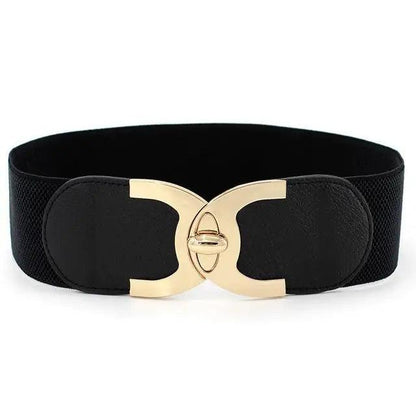 Women Vintage Stretch Belt Unique Black Elastic Design Stretchy Luxury Waistband Stylish Women Waist Belts